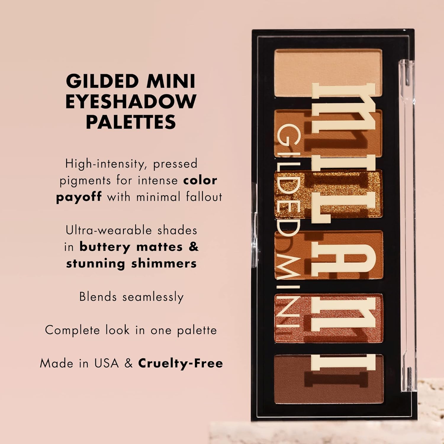 Milani Mini paleta de sombras de ojos dorada con 6 tonos mate y brillantes - Whiskey Business