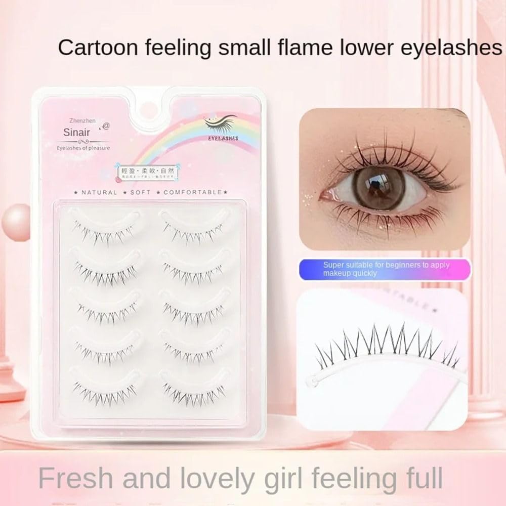 5 Pairs Lower Eyelashes Small Flame Transparent Stem Eyelash Extensions 1:1 Shrink Eye Makeup Tools Beauty