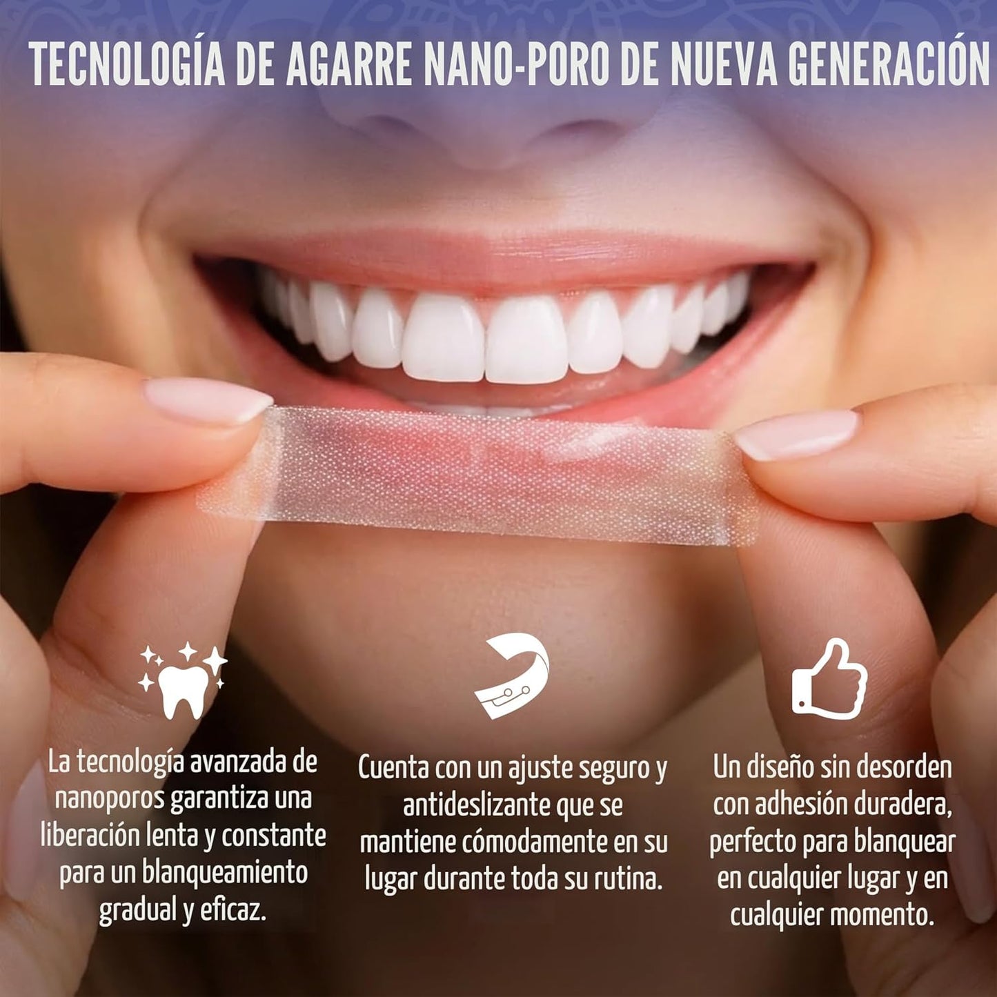GuruNanda Tiras blanqueadoras dentales - Tratamiento de 7 días con tecnología antideslizante de tiras secas - Blanqueamiento diseñado con cuidado para una sonrisa más brillante
