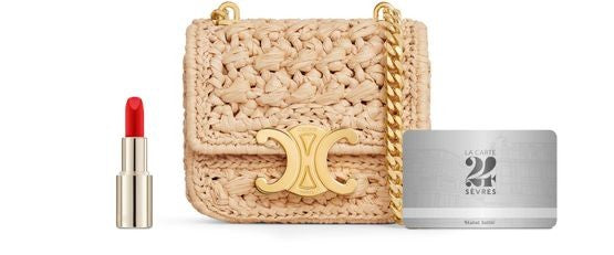 CELINE Mini chain Claude in raffia effect textile - Image 6