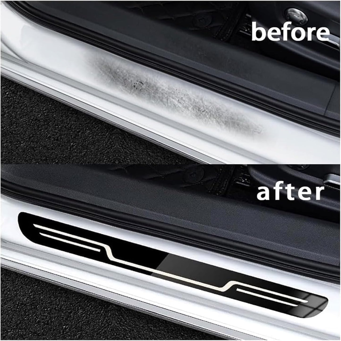 日産スカイライン用ステンレススチール製ドアシルプロテクターストリップ、キックプレート、傷防止プロテクター、ステップエントリーガード、ウェルカムペダルプロテクター(A/Black Titanium Brushed)