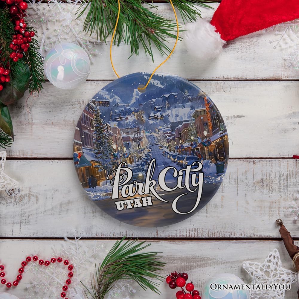 Adorno de cerámica de la ciudad del parque culturalmente artístico, recuerdo de Navidad de Utah (versión 1)