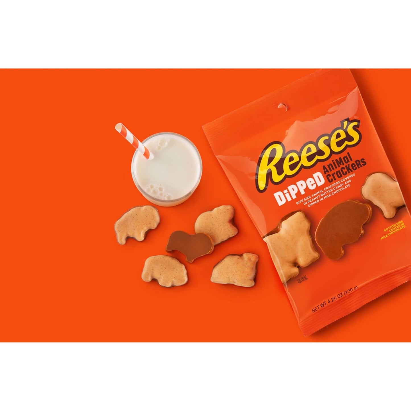 REESE'S Mantequilla de maní de chocolate sumergida, bolsa de galletas de animales, 4.25 oz