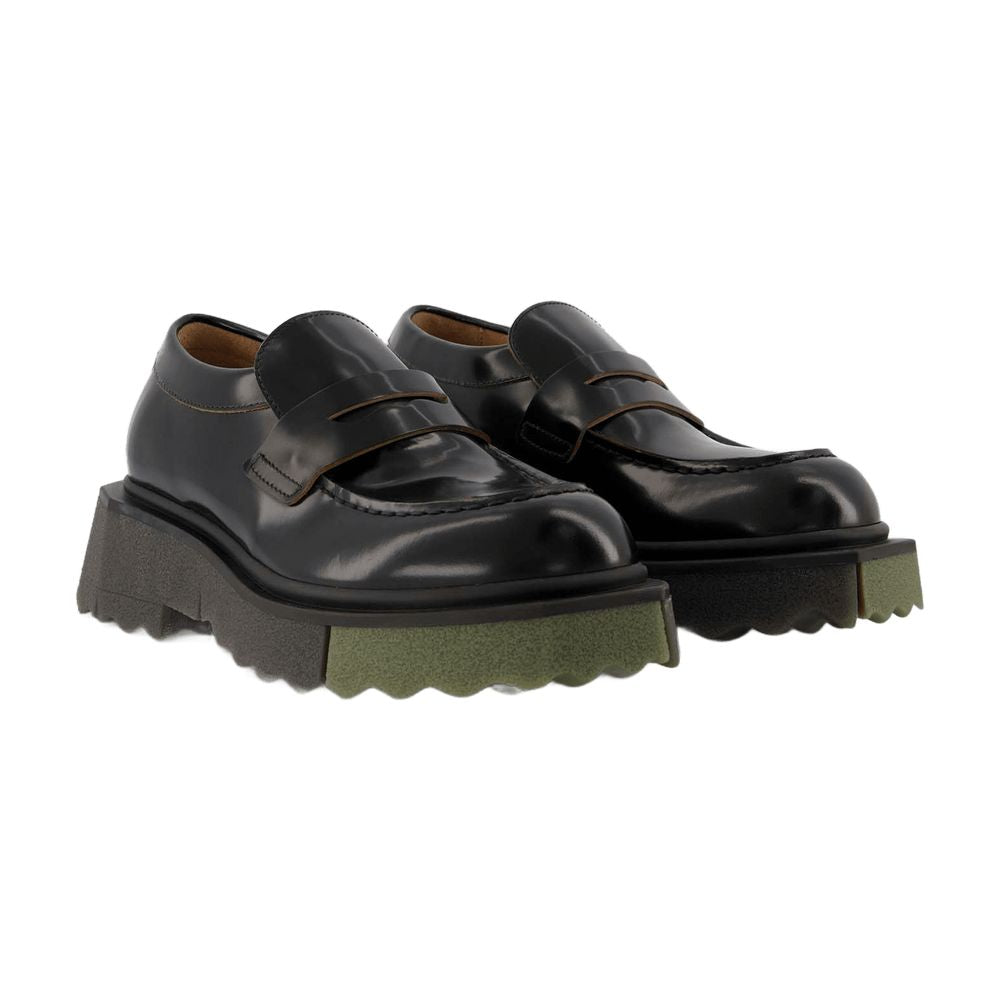 Off Sponge Loafer Ankle Boots Off White Black/Militaire Leather - Image 6