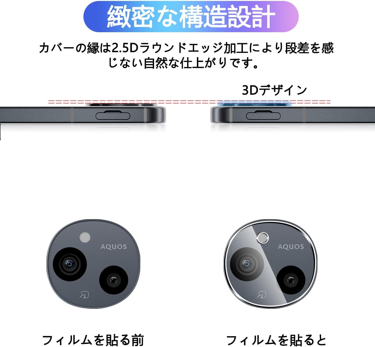 [Set of 2] Compatible AQUOS Sense9 SH-53E SHG14 Camera Film [Nippon Asahi Glass 9H Hardness] Lens Film for AQUOS Sense9, Camera Protective Film, Compatible with Aquos Sense 9 Camera, Lens Protection,