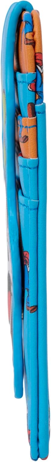 Disney Tarjetero para mujer, delgado y compacto, cartera de crédito, pequeño broche de presión, novedad de viaje, Goofy Azul Naranja | Small