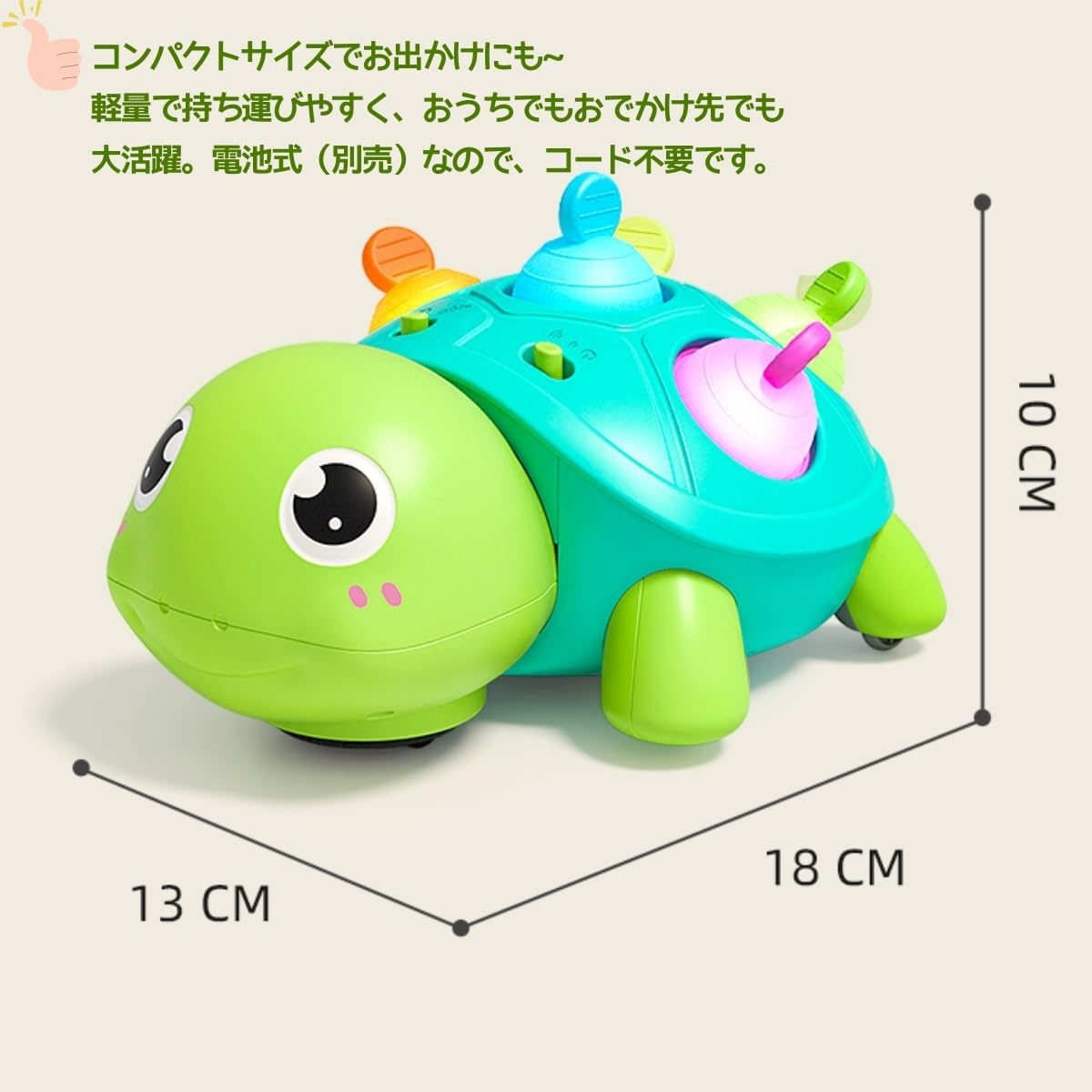 Crawling Turtle, Baby Toy, 0 Years Old, 1 Year Old, Educational Toy, Music Light, Equipped with Obstacle Avoidance Sensor, Moving Toy, 15 Music Songs and 4 Types of White Noise, Early