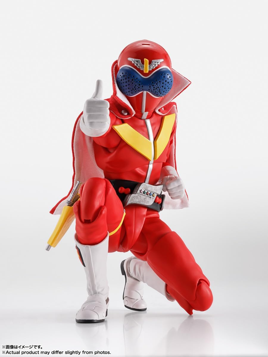 TAMASHII NATIONS S.H. Figuarts (True Bone Carving Process), Secret Sentai Goranger, Akaranger, Super Sentai 50th Anniversary Version, Approx. 5.7 inches (145 mm), PVC & ABS & Fabric, Painted Action