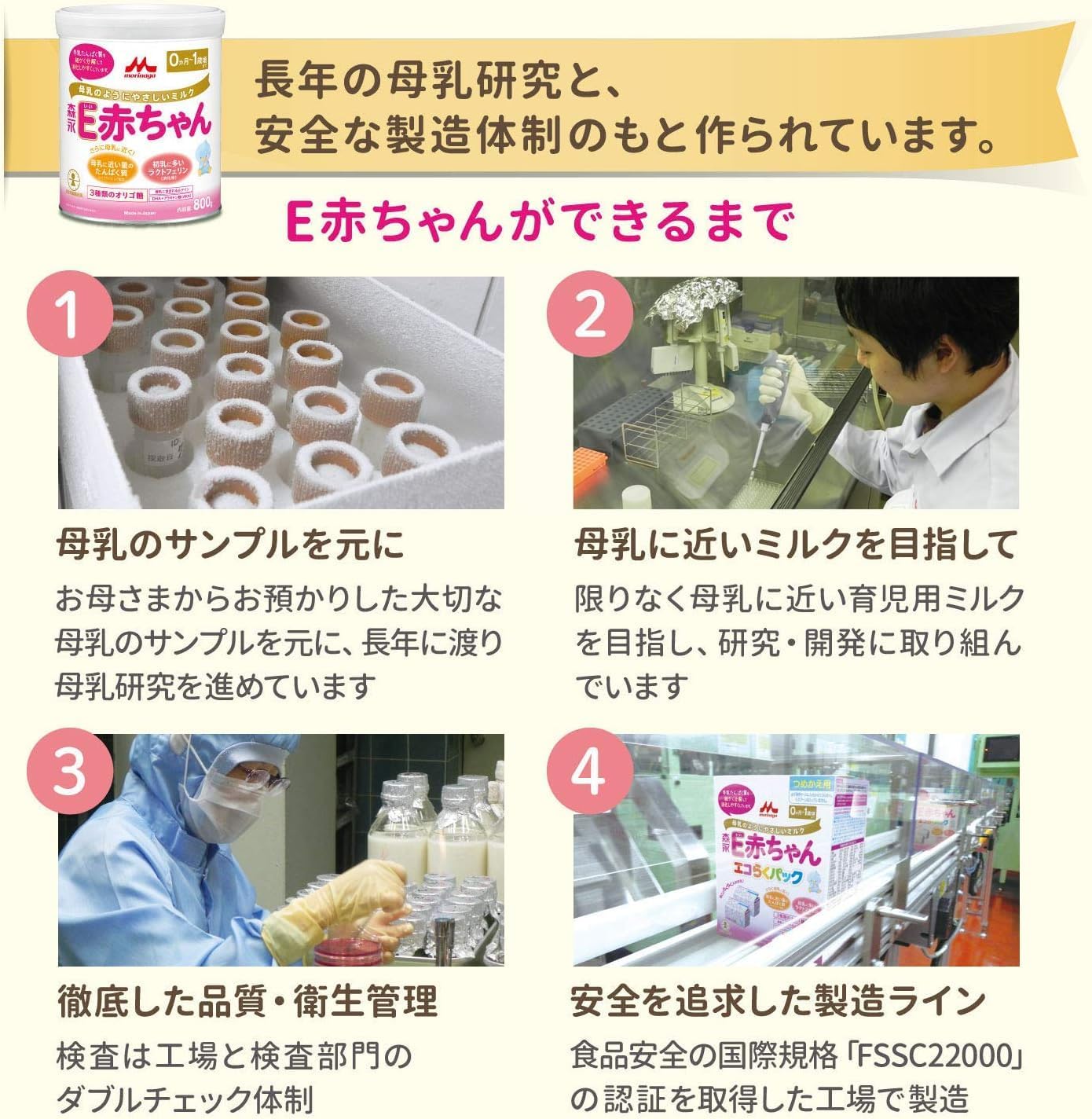 Morinaga E Baby Large Cans, 28.7 oz (800 g) x 2 Cans, 0 Months to 1 Year, Newborn, Baby Milk Powder, Lactoferrin, 3 Types of Oligosaccharide