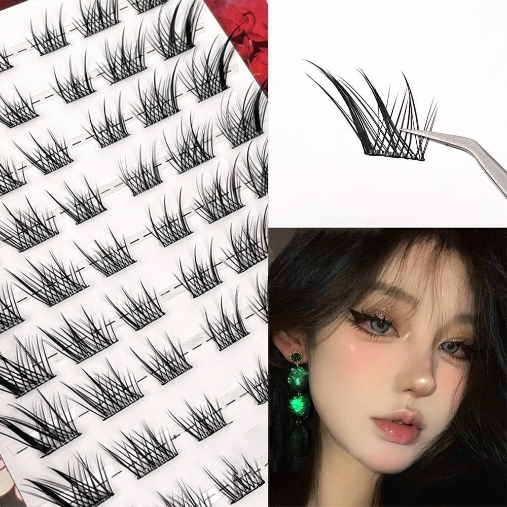 DIY Lash Extensions Cartoon Natural Self Adhesive Fox Eye False Eyelashes 9-15mm No Removable Anime Lash Cluster DIY at Home