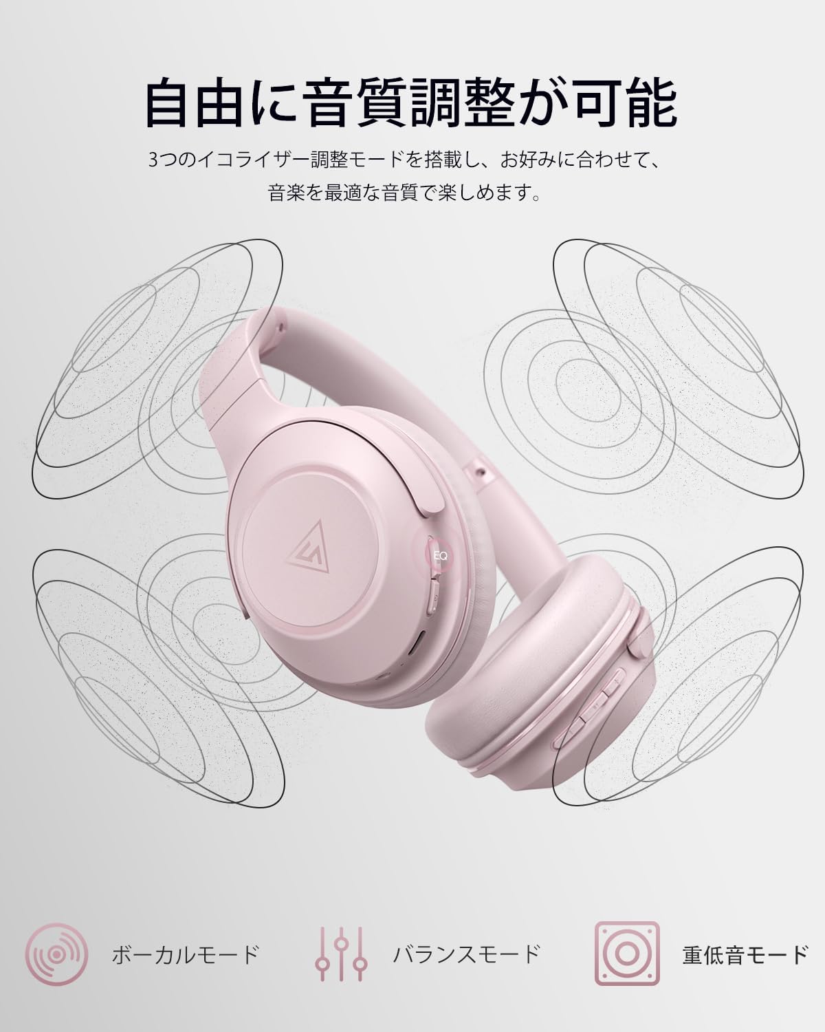 DOQAUS Life5 Bluetooth 5.3 Headphones, Wireless, Up to 70 Hours of Continuous Playback, 3EQ Mode, Dual Wired Wireless, AAC Compatible, Multi-Point Built-in Mic, Sealed Type, Over-Ear, Compatible with