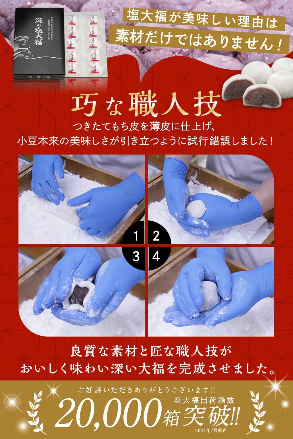 Daifuku Salt Daifuku Pack of 10 [Niigatama Kita Sasagawa Natural Salt] Granulated Daiifuku Mochi, Individually Packaged, Frozen