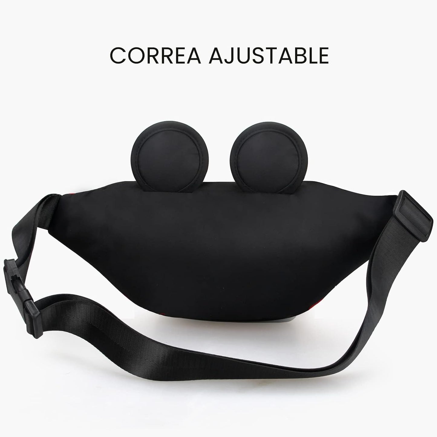 Riñonera linda para viajes, para mujeres, adolescentes y niñas, mini riñonera de ratón, cangurera de dibujos animados, para senderismo, bolsa de cintura al aire libre con orejas de ratón, Rojo, L
