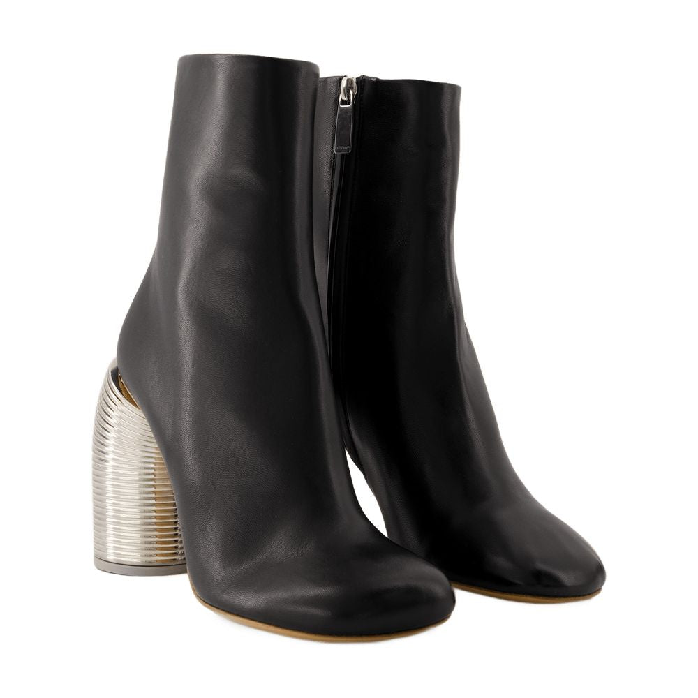 Off Silver Spring Ankle Boots Off White Leather Black/ Silver - Image 6