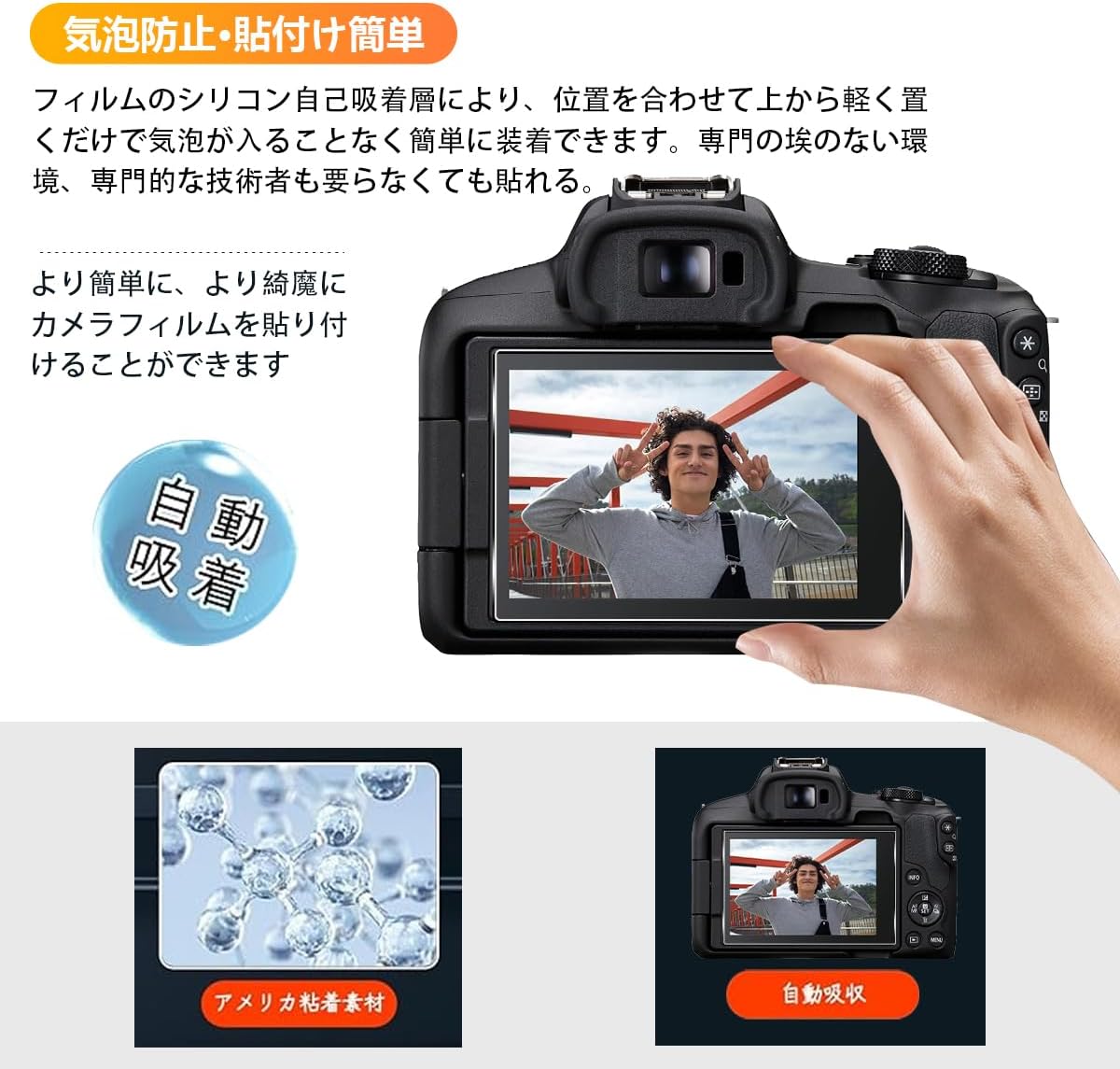 [Set of 2] Canon EOS R50/R8 Protective Film, Glass Film, 2 x Canon R50/R8 Film [Nippon Asahi Glass Material 9H Strength] Compatible with Canon R50 LCD Protective Film, Tempered Glass, High
