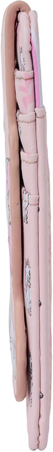Disney Tarjetero para mujer, delgada, compacta, cartera, crédito, pequeño viaje a presión, Marie Aristocats Rosa, Tarjetero