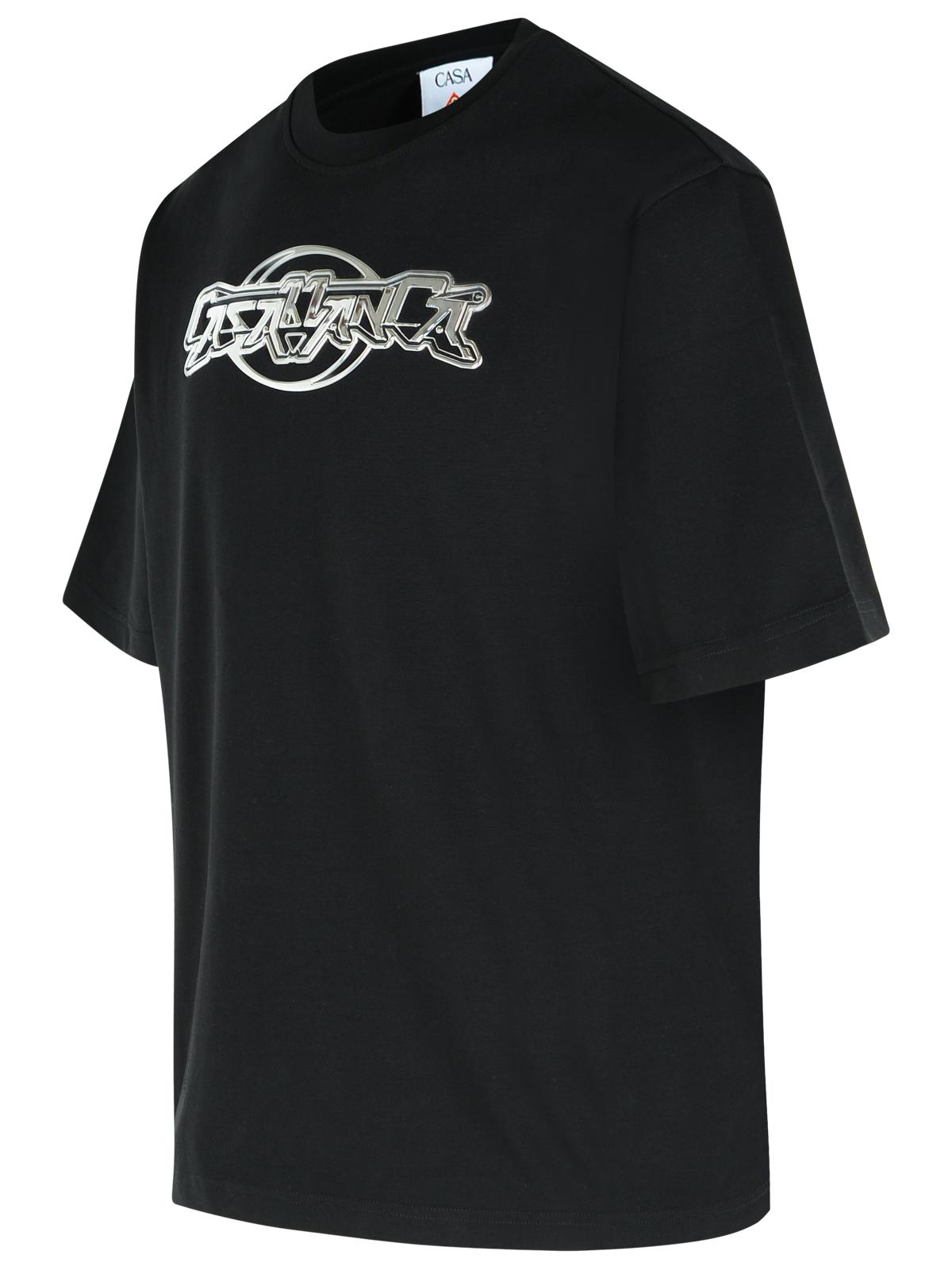 Casablanca カサブランカブラックコットンTシャツ - Image 6