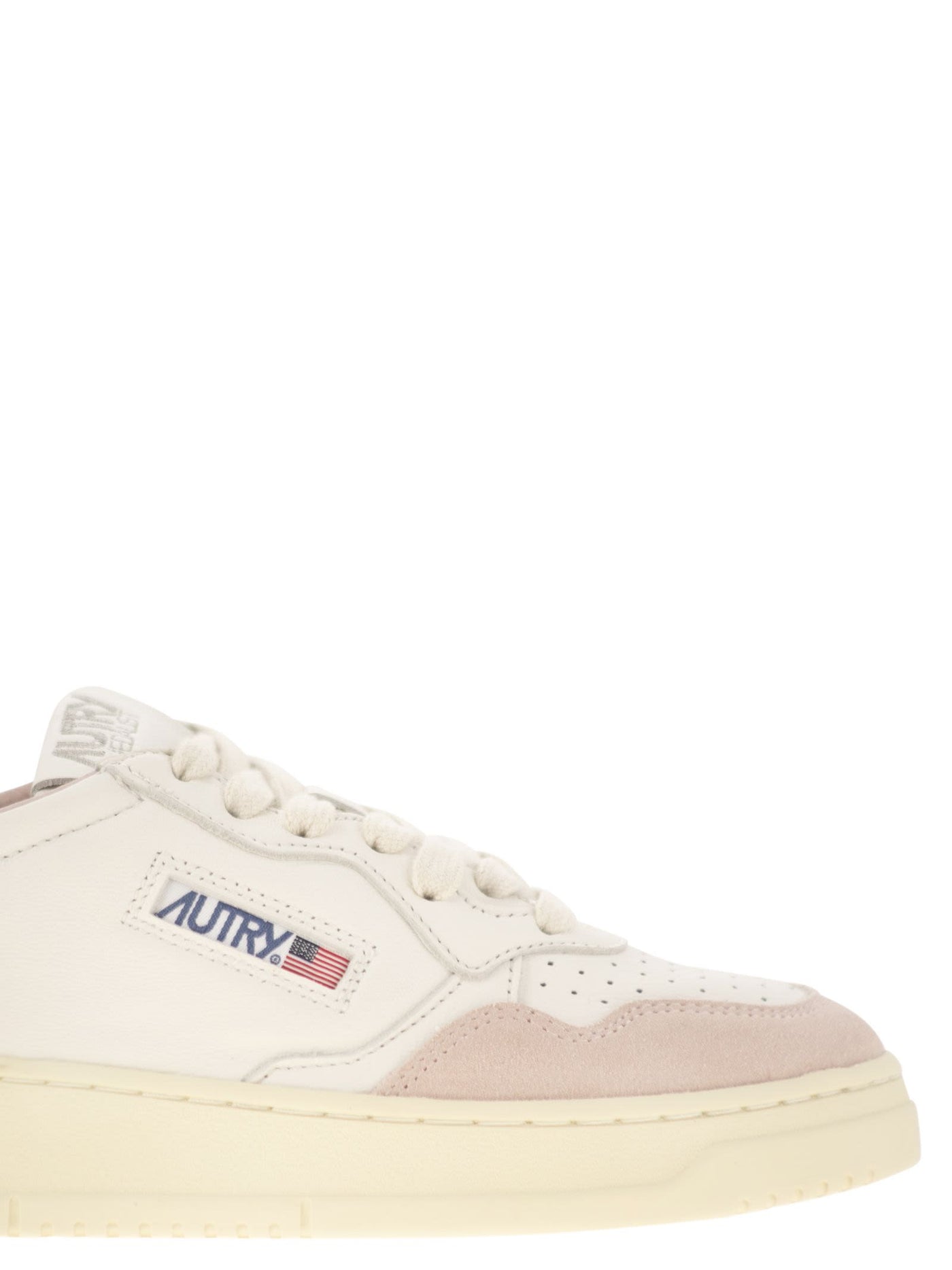 Autry Medalist Low White LeatherとSuede Sneakers In Powder - Image 6