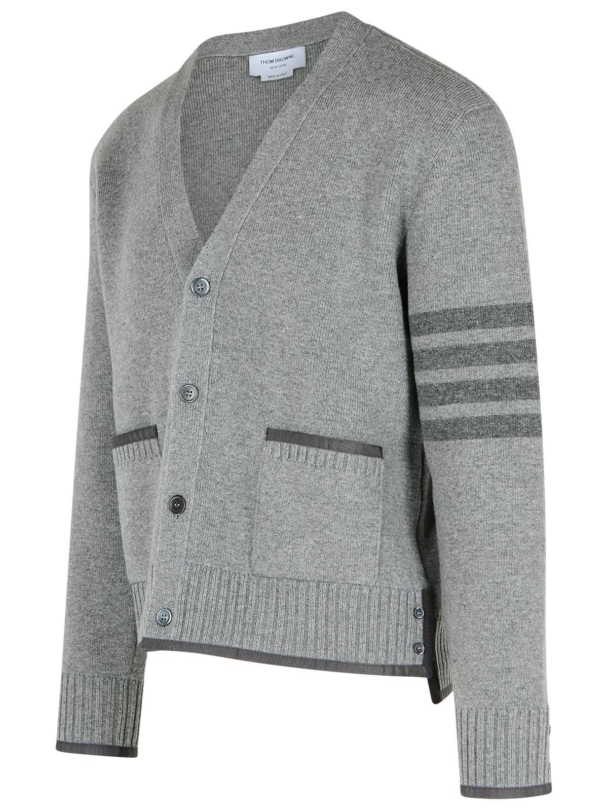 Thom Thom Browne 'Milano 4 Bar' Grey Virgin Wool Cardigan - Image 6