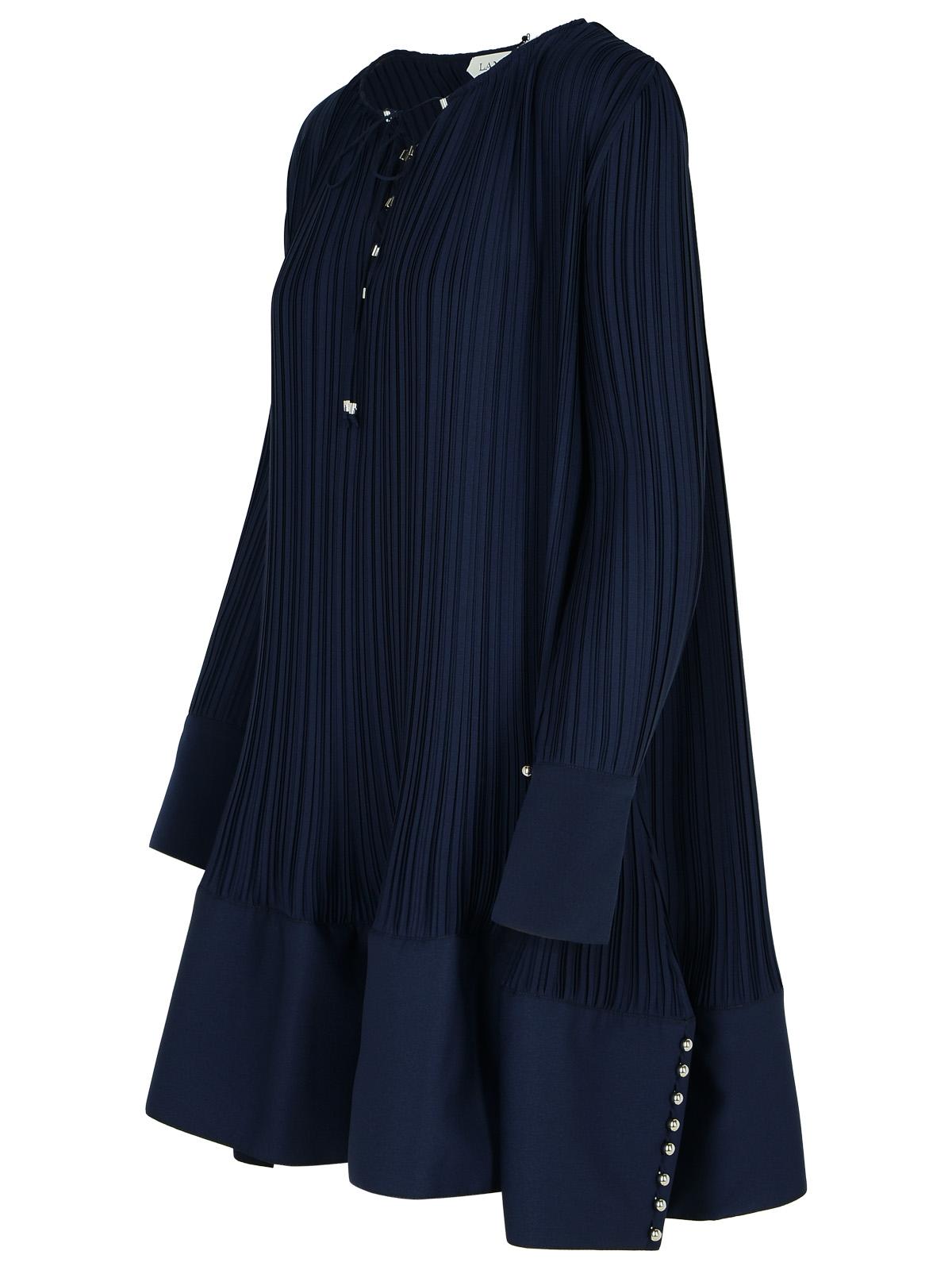 Lanvin Lanvin 'Plissè'海軍ポリエステルドレス - Image 6