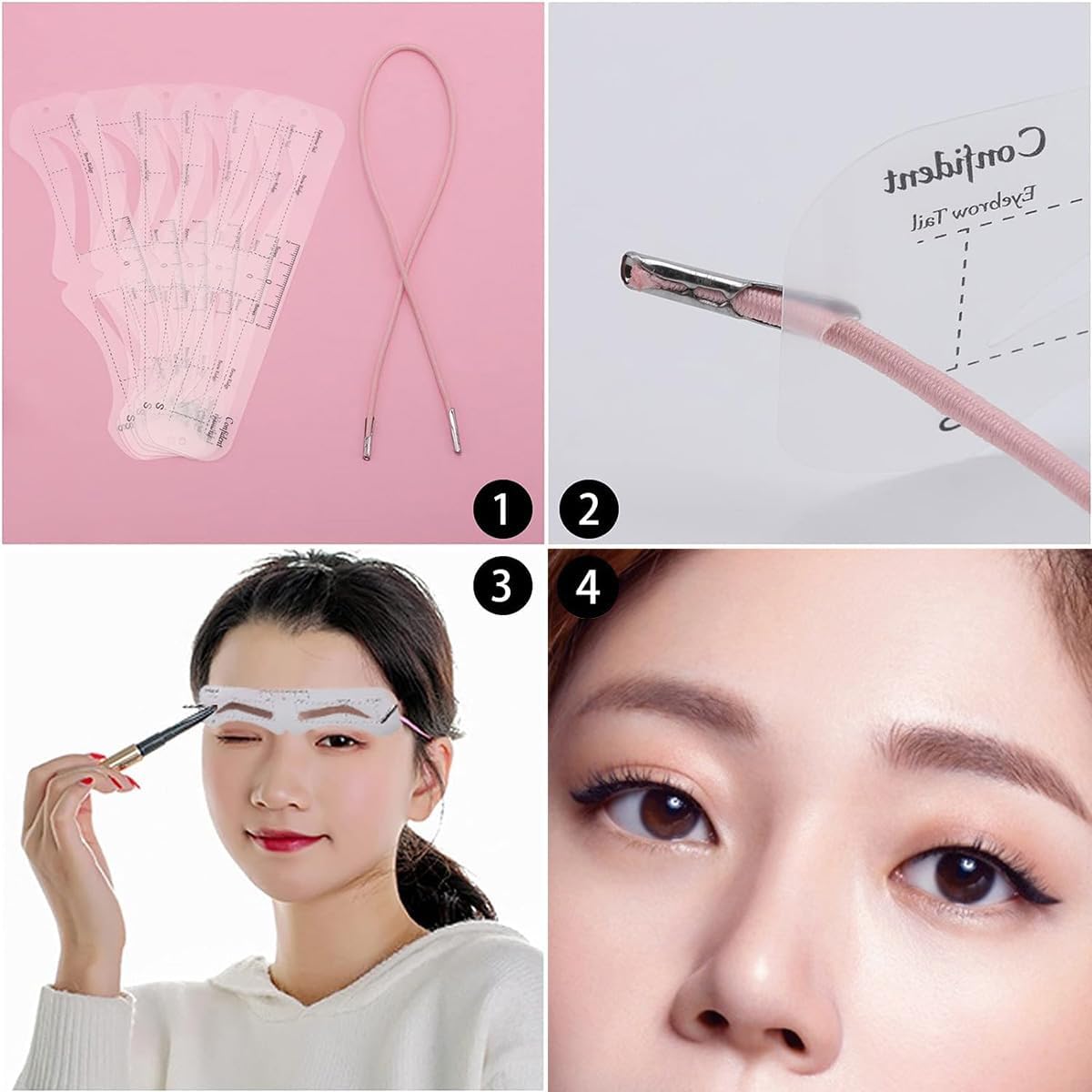 Eyebrow Templates for Women, Set of 12 Types, Eyebrow Stencil, Eyebrow Shape, Template, Eyebrow Guide, Easy to Draw Eyebrow with Strap, Eyebrow Makeup Tool, Makeup Tool, Easy to Use, For Beginners