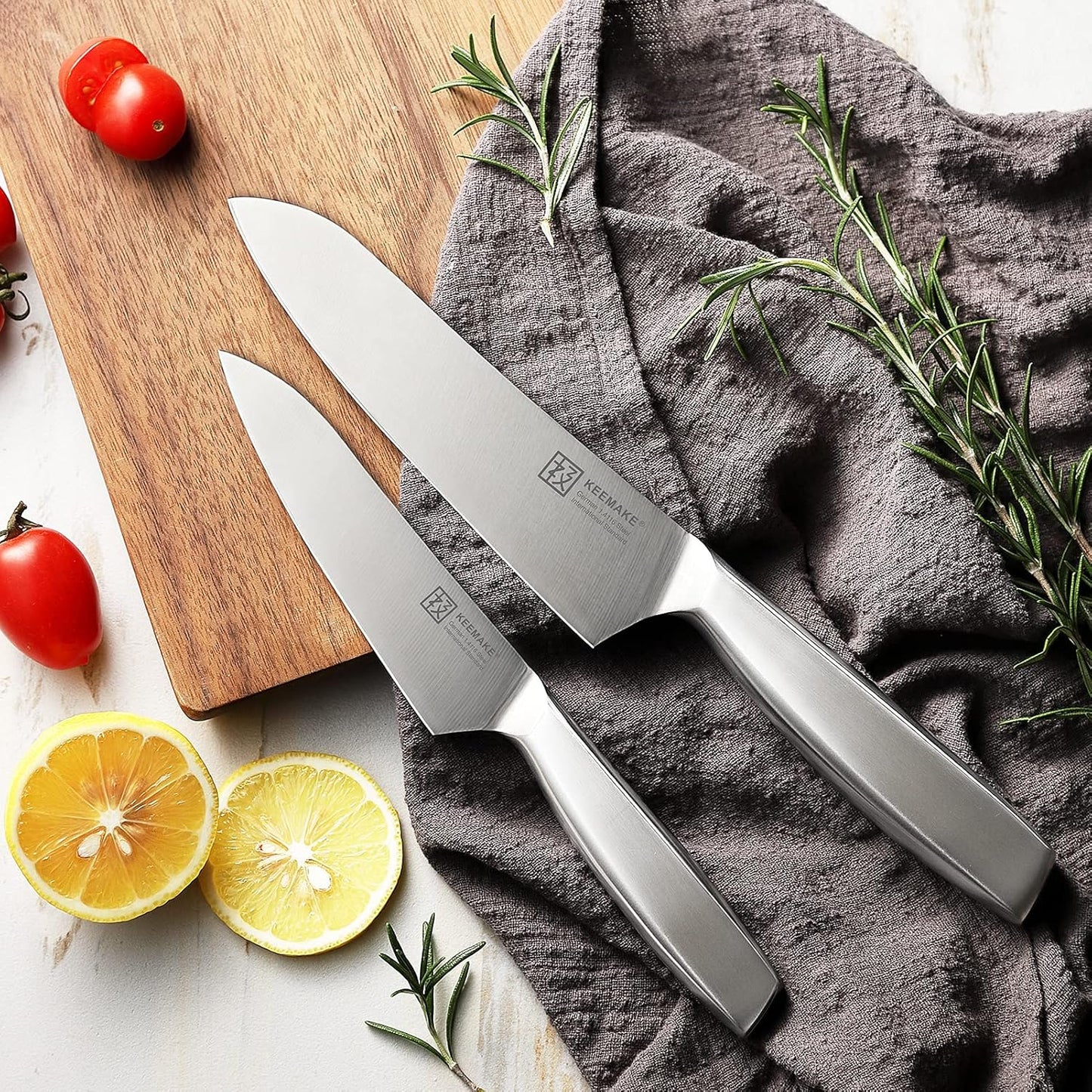 KEEMAKE Santoku Knife, 6.3 inches (160 mm), Stainless Steel, Dishwasher Safe, Multi-purpose, Cooking, Multi-functional, Left-Handed, Meat/Slice, Fish, Kitchen Supplies, Present, Gift
