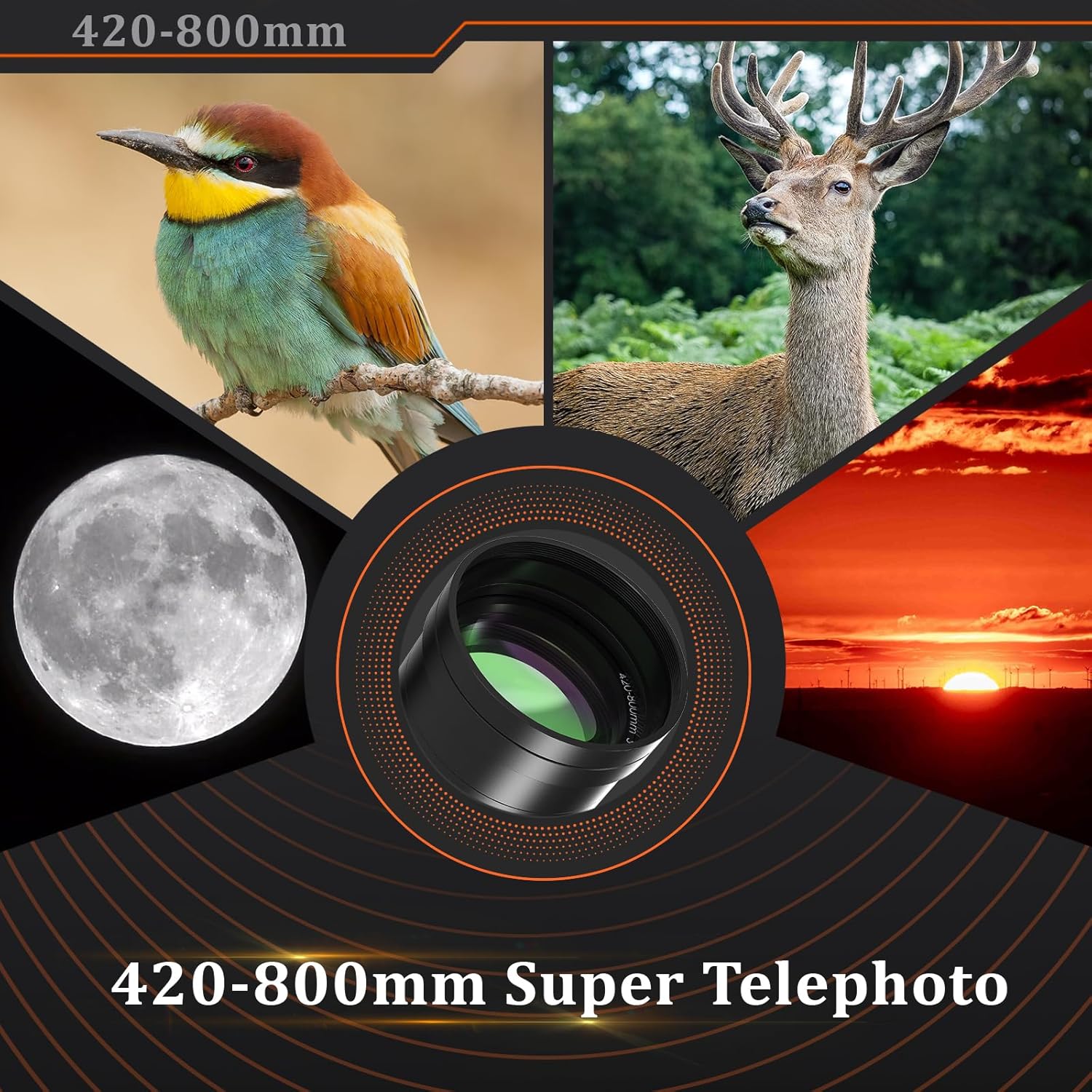 BENOISON Telephoto Lens - EF Lens for Canon DSLR 420-800mm Manual Focus MF Zoom Lens for Canon EOS Rebel SL3 SL2 SL1 T8i T7i T7 T6 4000D 1500D 90D 80D 77D 70D 60D 5D 1D DSLR Camera