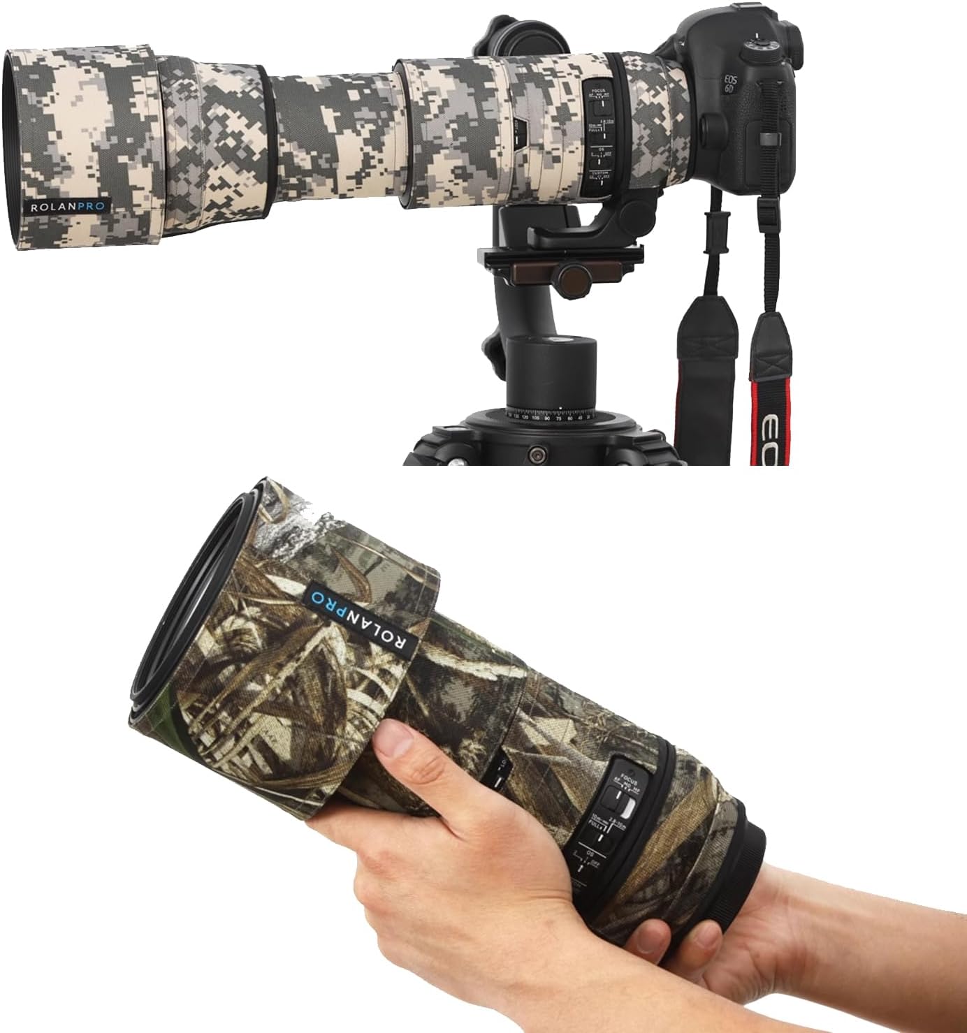 Rolanpro Lens Cover, Camouflage Coat for Telephoto Lens Compatible with SIGMA 150-600mm F5-6.3 DG OS HSM Contemporary (AF Version), Triple Layer Protection, Gray Digital Camo, Modern