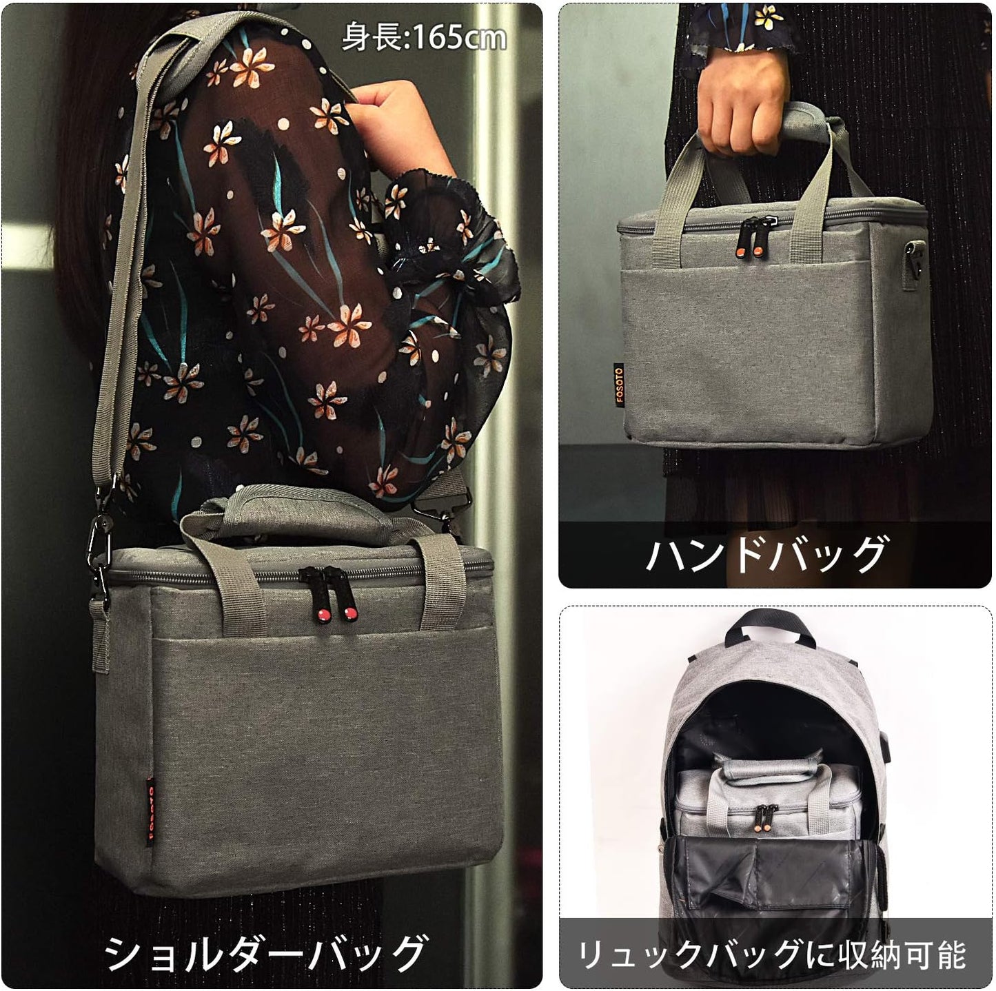 FOSOTO DSLR Camera Bag Shoulder Case for Canon EOS M50 PowerShot SX420 SX430 SX70 SX50 SX30IS Sony a6400 RX10 DSC-H300 Nikon Coolpix P900 and More Waterproof Nylon with Rain Cover Stylish Everyday Bag