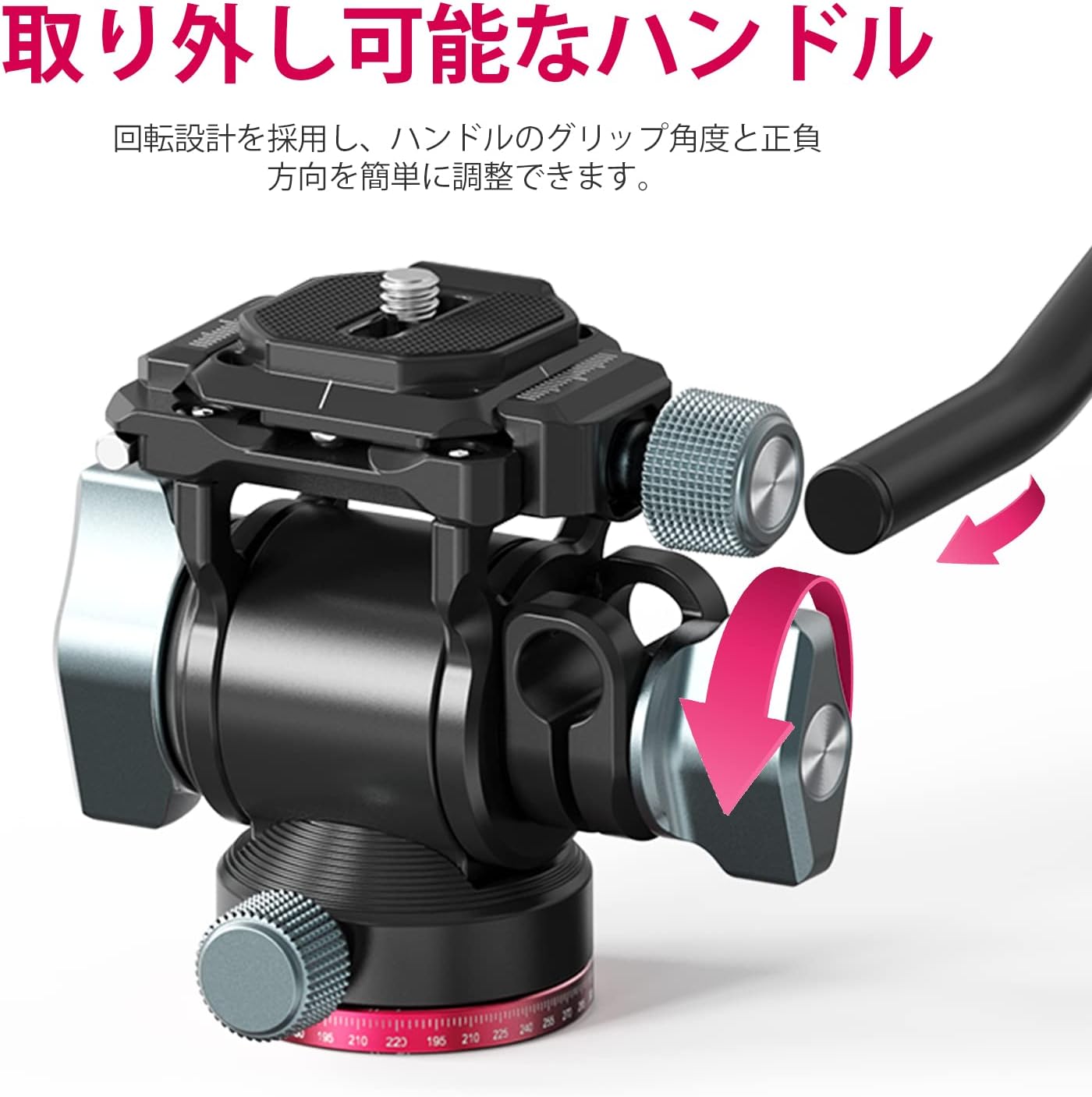 Ulanzi U-190 Video Head Fluid Head Freedom Head 2-Way Small Camera Head with 1/4" and 3/8" Screws, Pitch, 90°/-80° and Horizontal 360° Adjustable, Load Capacity 10kg Aluminum Alloy, with Removable
