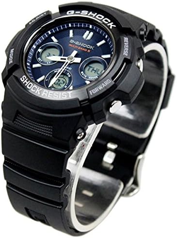 Self-Defense Officer Navy Seals Police Officer G-Shock 200m Water Resistant Radio Solar Analog Digi Plastic Belt Watch for Men (AWG-M100MR-4, AWG-M100SB-2A, AWG-M100S-7A) (AWG-M100SB-2A (AWG-M100SB-2A