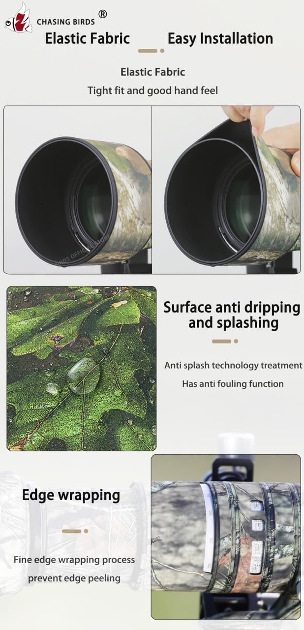CHASING BIRDS Camouflage Waterproof Lens Coat for CANON RF 70-200mm F2.8 L IS USM Z Rainproof Lens Protective Cover (Brown Lattice)