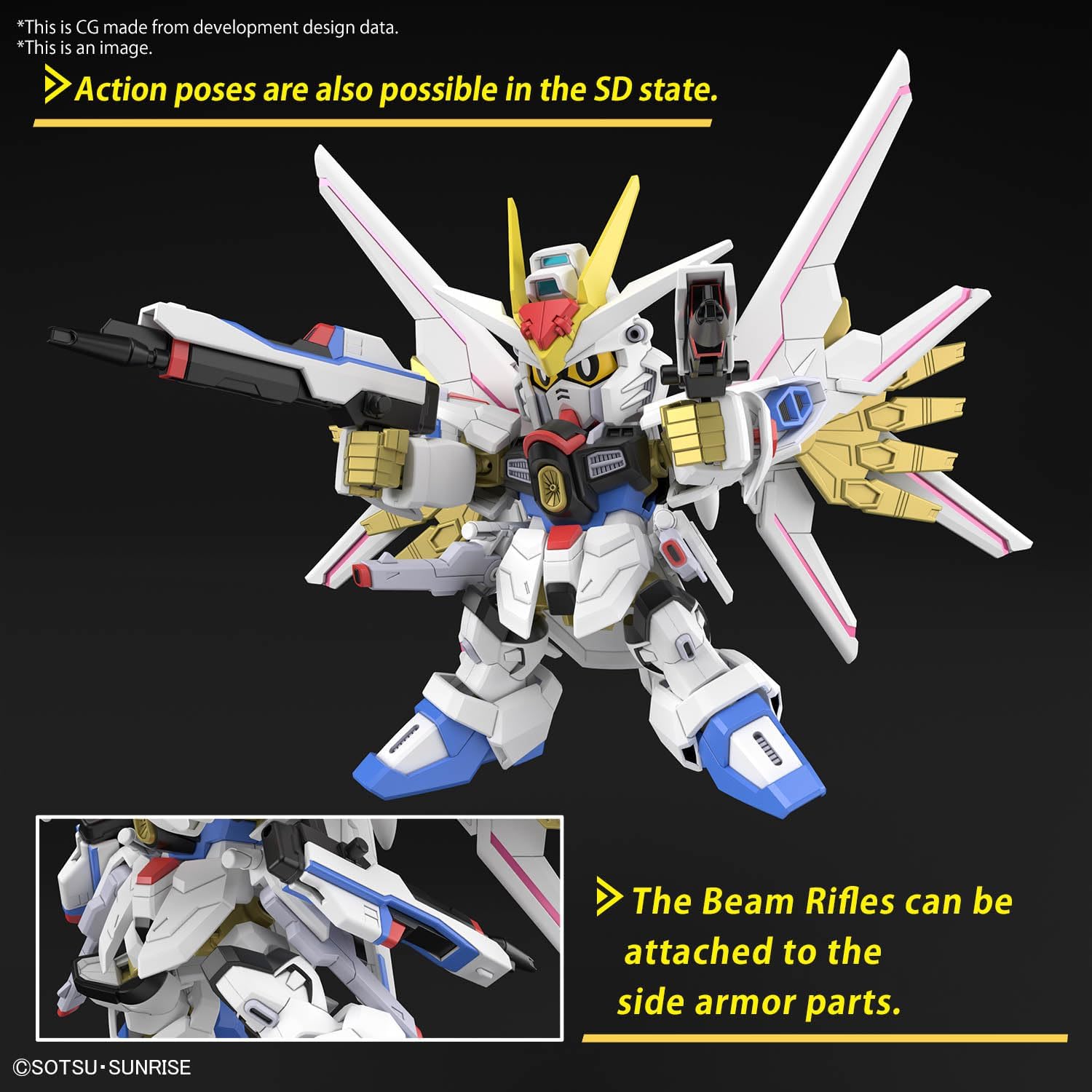 SD Gundam Cross Silhouette SDCS Mobile Suit Gundam SEED FREEDOM Mighty Strike Freedom Gundam Color-Coded Plastic Model