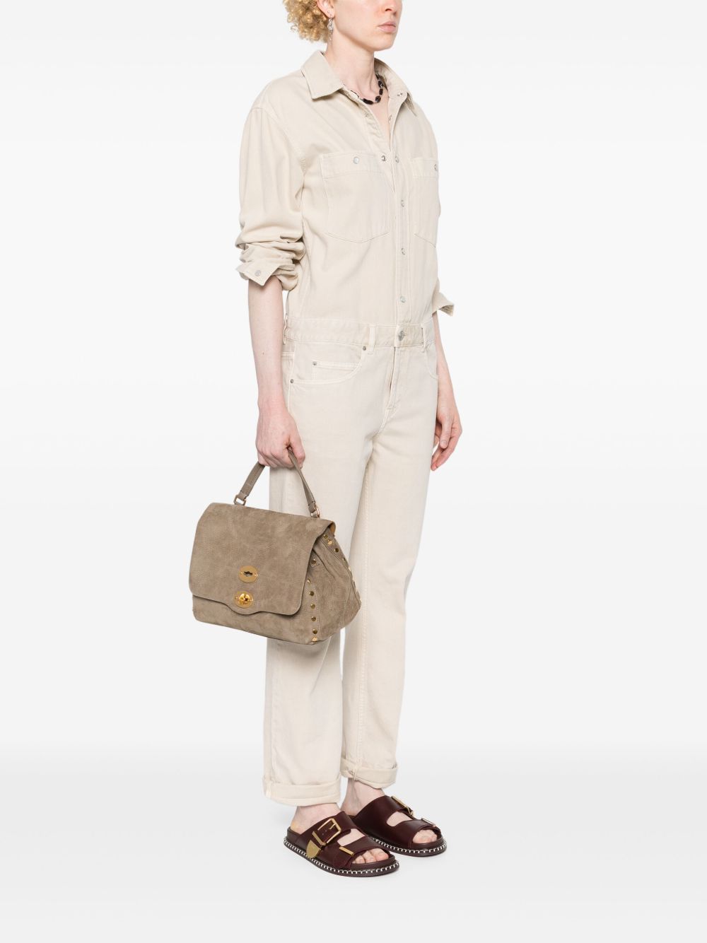 Zanellato ザネラート ポスティナ ジョーンズ スモール スエード レザー ハンドバッグ - Image 6