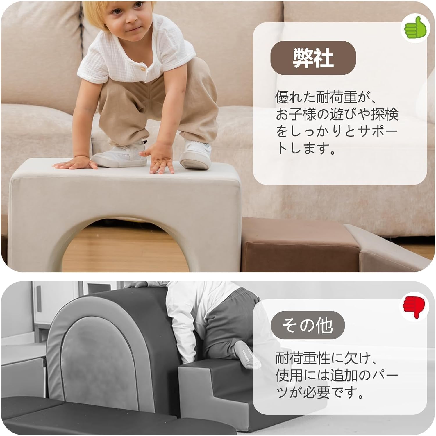 BanaSuper Athletic Soft Blocks Blocks Cushion Toys Large Indoor Playground Equipment Slides Kids Space (Gray)