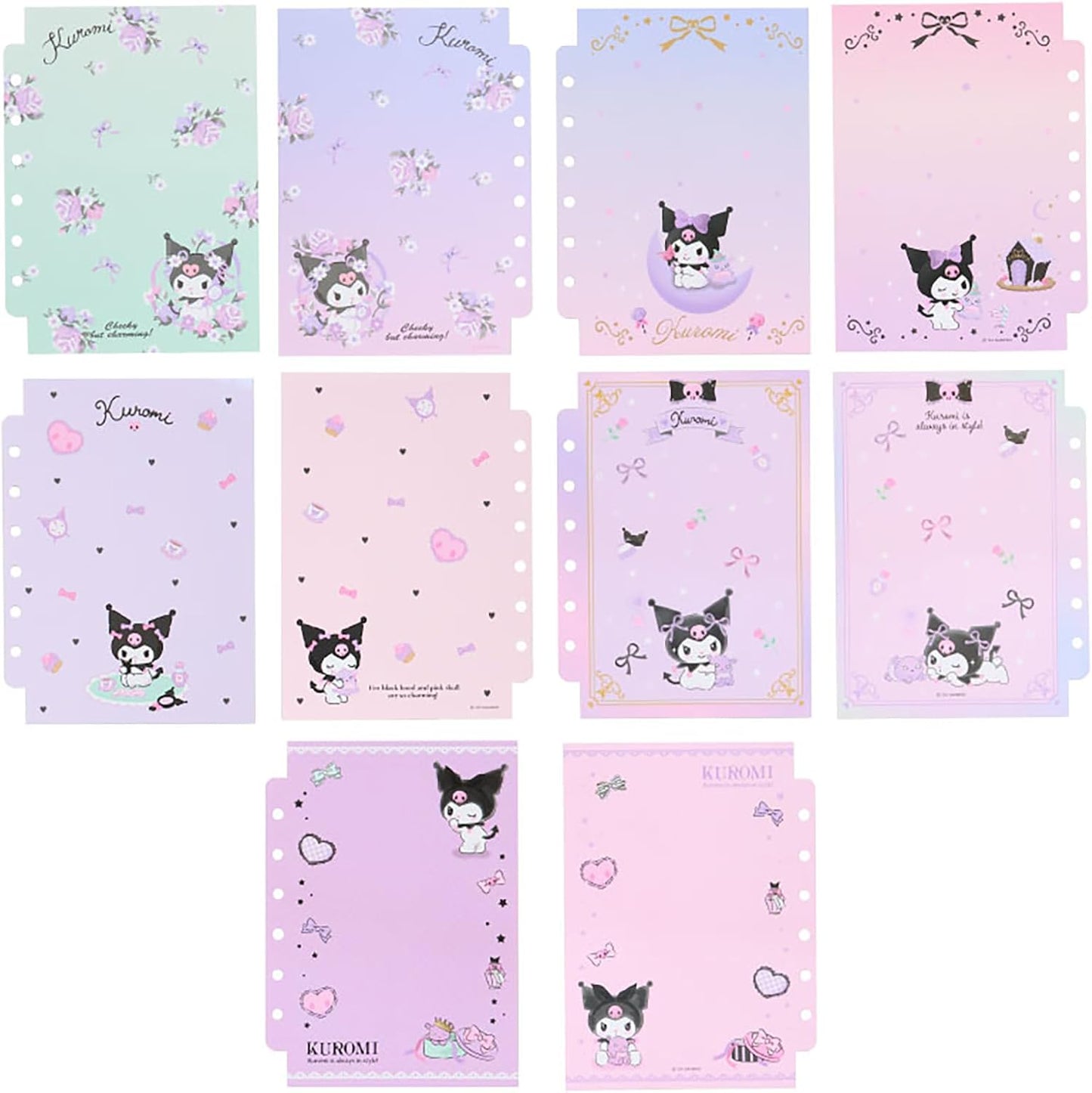 Sanrio 913952 Kuromi Storage Charm Attached Sticker Pad with Peel-off Slider Case, Heartfelt Note