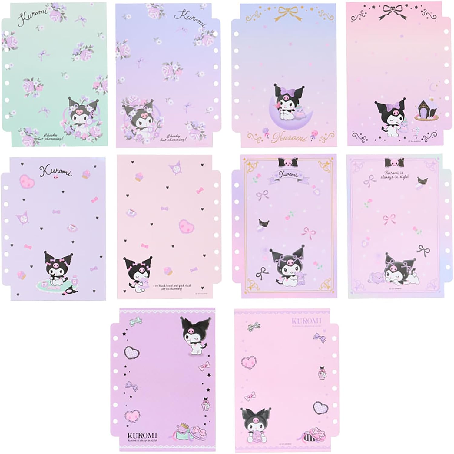 Sanrio 913952 Kuromi Storage Charm Attached Sticker Pad with Peel-off Slider Case, Heartfelt Note