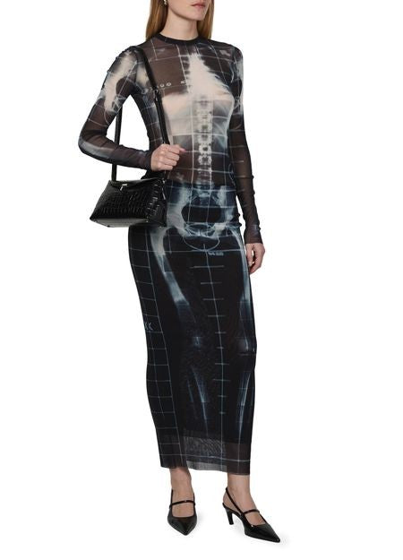 JEAN PAUL GAULTIER Squeletor プリント入り メッシュ製 ロングスカート - Image 6