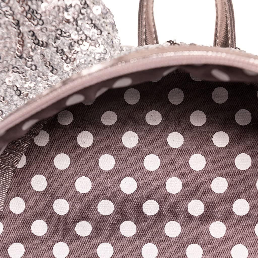 Loungefly Mini mochila de lentejuelas plateadas de Minnie Mouse de Disney