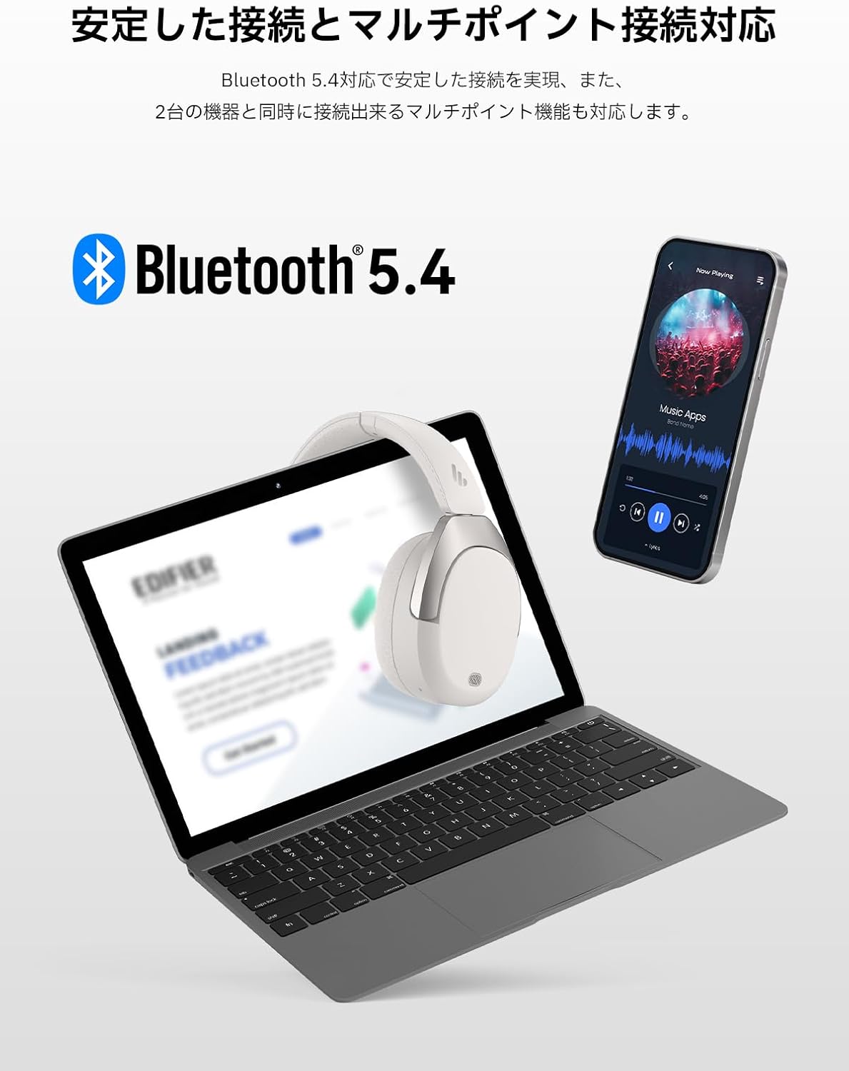 【VGP 2024 Award】Edifier W830NB Wireless Headphones, Noise Canceling Bluetooth 5.4, Hi-Res/LDAC, Max 94 Hours Playback, Multi-Point, High-Performance Mic, Spatial Audio, Ambient Sound, Soft Call
