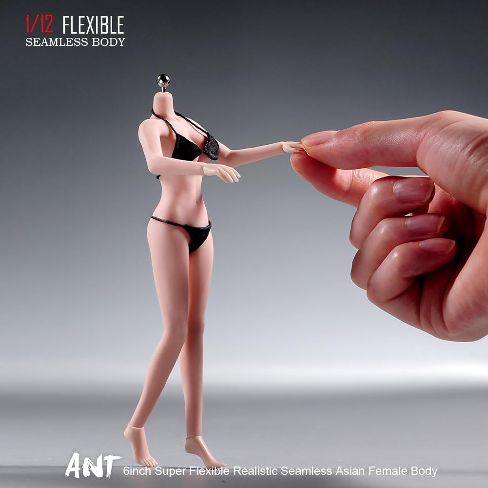 1/12 scale female body, 6.inch ultra flexible 22 joints seamless female body micro beauty three-dimensional action doll, removable foot model, suitable for hobby collection (white skin)