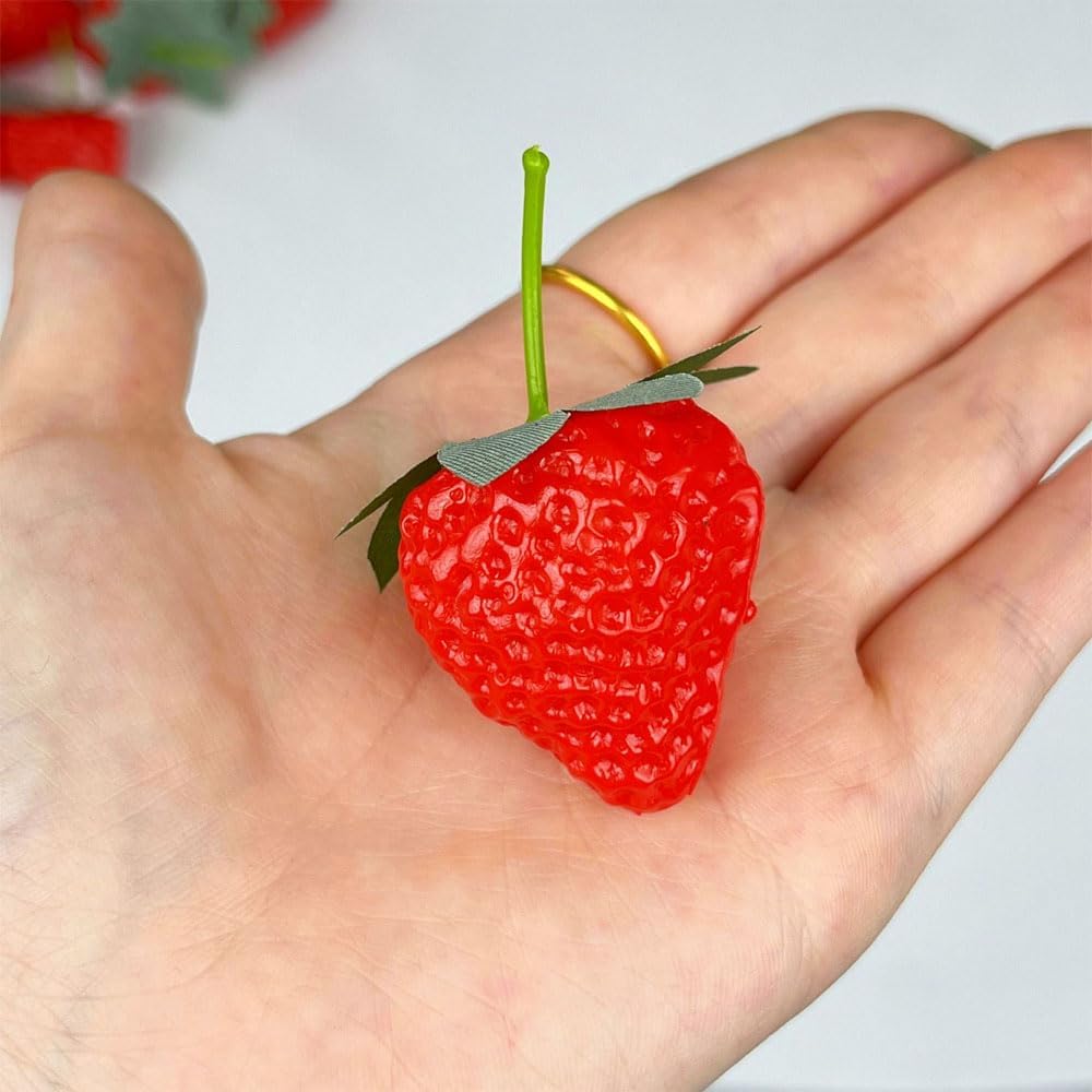 Strawberry Food Sample Models, 20 Pieces with Grit for Strawberry, Cake Shop, Fruit Shop, Display and More