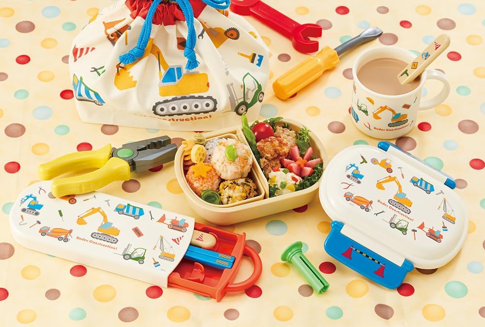 Skater QAF2BAAG-A Children's Bento Box, 12.2 fl oz (360 ml), Fluffy Lid, Made in Japan, 1 Tier, Dishwasher Safe, Microwave Safe, For Working Vehicles, Boys