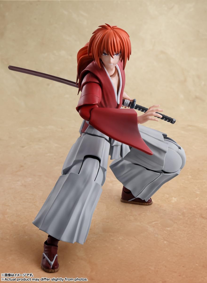S.H. Figuarts Rurouni Kenshin - Meiji Swordsman Romantic Tan- Himura Kenshin, Approx. 5.3 inches (135 mm), PVC & ABS Pre-painted Action Figure