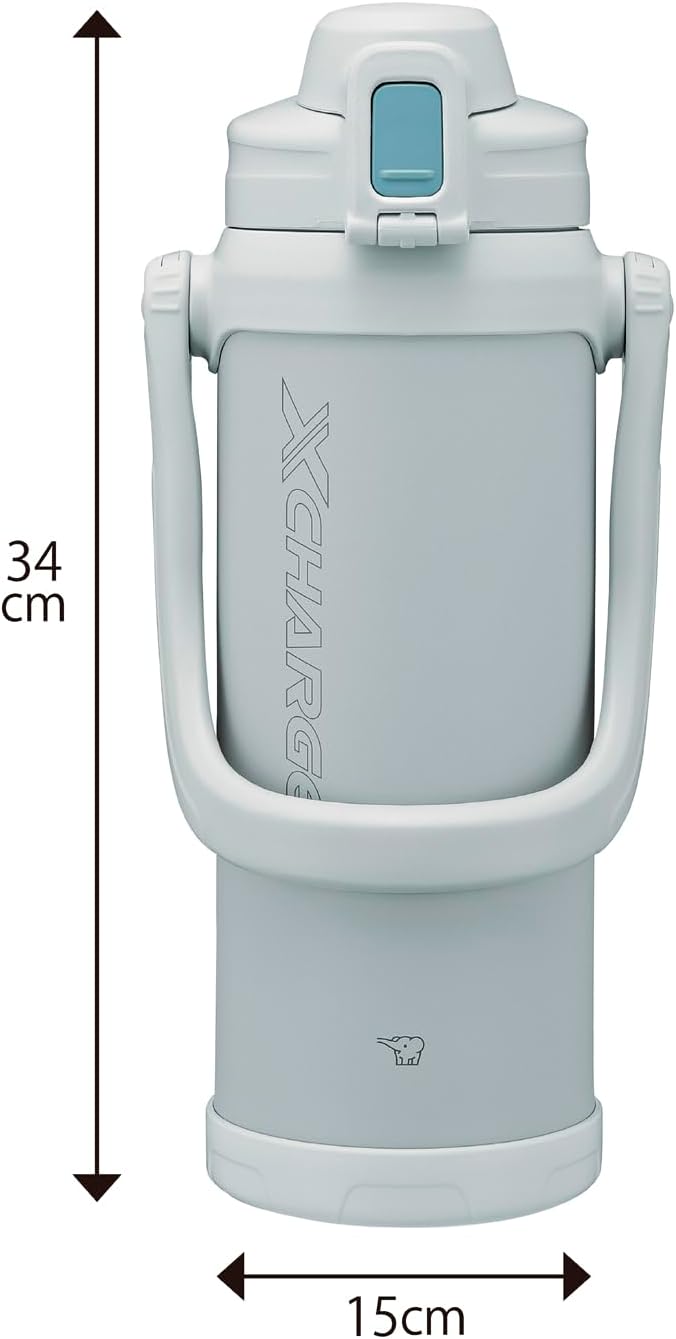 ZOJIRUSHI THERMOS Bottle 2.06L Large Capacity Sports Type Jug Easy to Insert Ice Wide Mouth Approx. 7cm Cooling Only Sports Drink OK Gray SD-BE20-HA