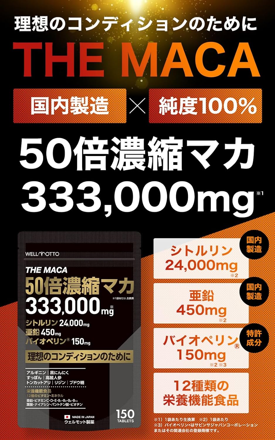 【World No. 1 in Sales/Doctor-Supervised】50x Concentrated Maca Supplement 333,000mg Maca, 450mg Zinc, 24,000mg Citrulline, 150mg Bioperine, 150mg Arginine 【Featured on TV】 THE MACA Nutritional