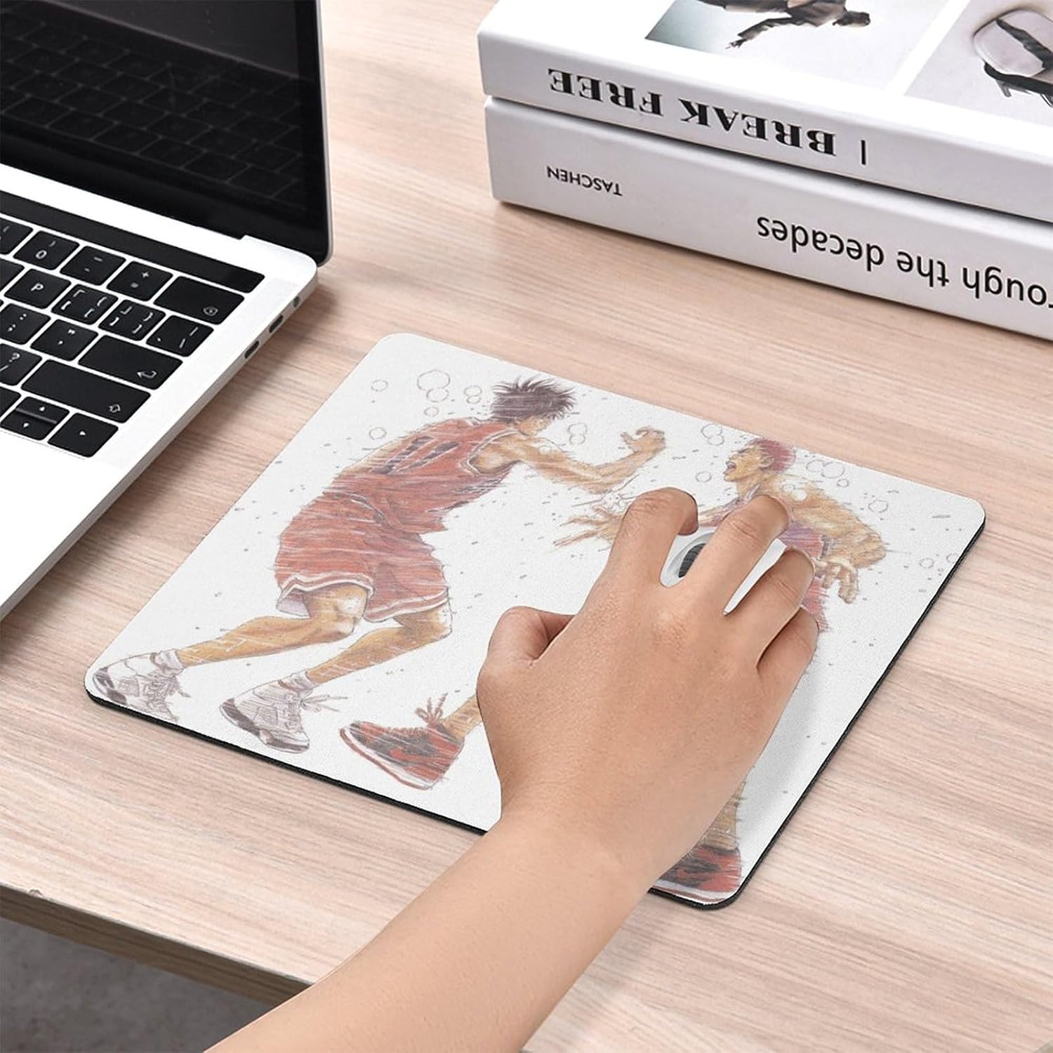 Slam Dunk Mouse Pad Gaming Mouse Pad Cartoon Desktop Supplies Mouse Pad Gaming Rubber Waterproof Clean Easy for Office Home Gaming (Black) 18*22cm/20*25cm/25*30cm