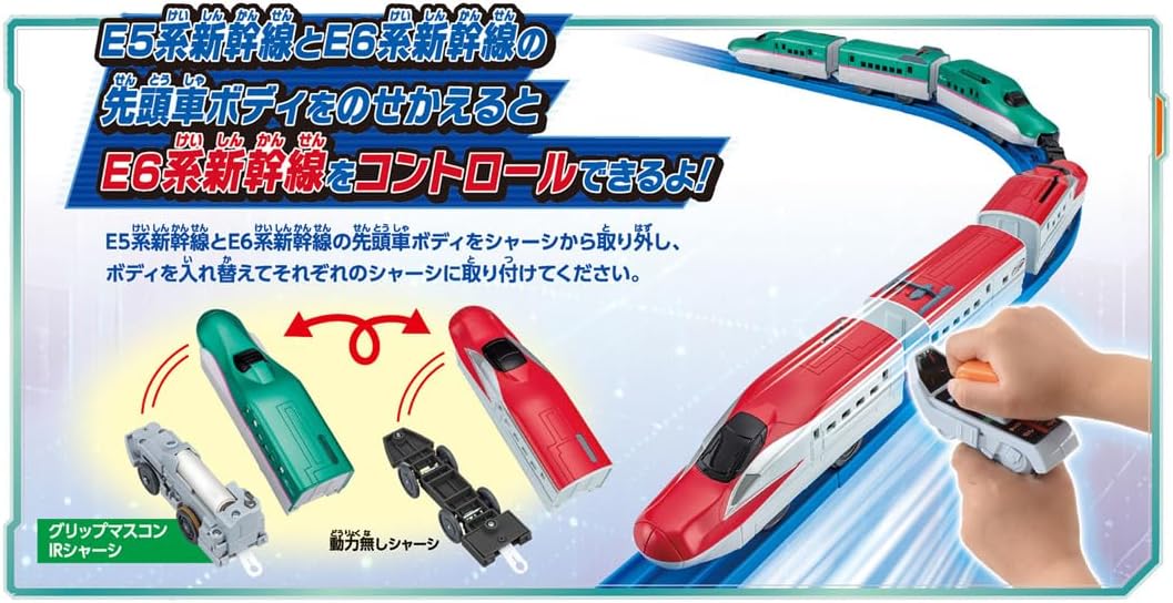 Takara Tomy Plarail You Drive It! Connect! Grip Controller E5 Shinkansen & E6 Shinkansen Set, Train Toy, For Ages 3 and Up