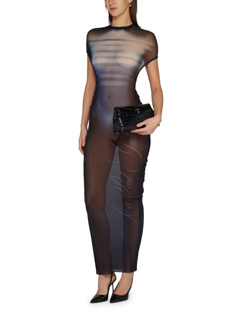 JEAN PAUL GAULTIER Male プリント入り メッシュ製 ロングドレス - Image 6