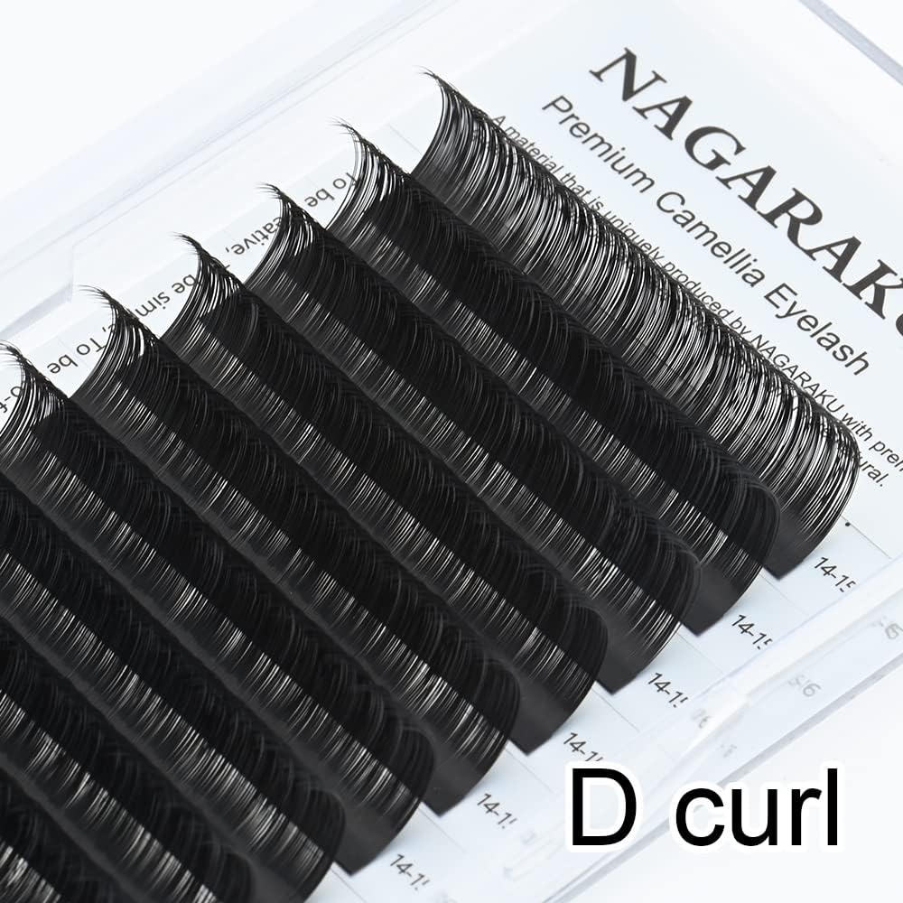 NAGARAKU 3D-6D Volume Eyelash Extensions 0.05mm D Curl 9-10-11mm Mixed Length Camellia Pandora Light and Long Lasting Eyelash